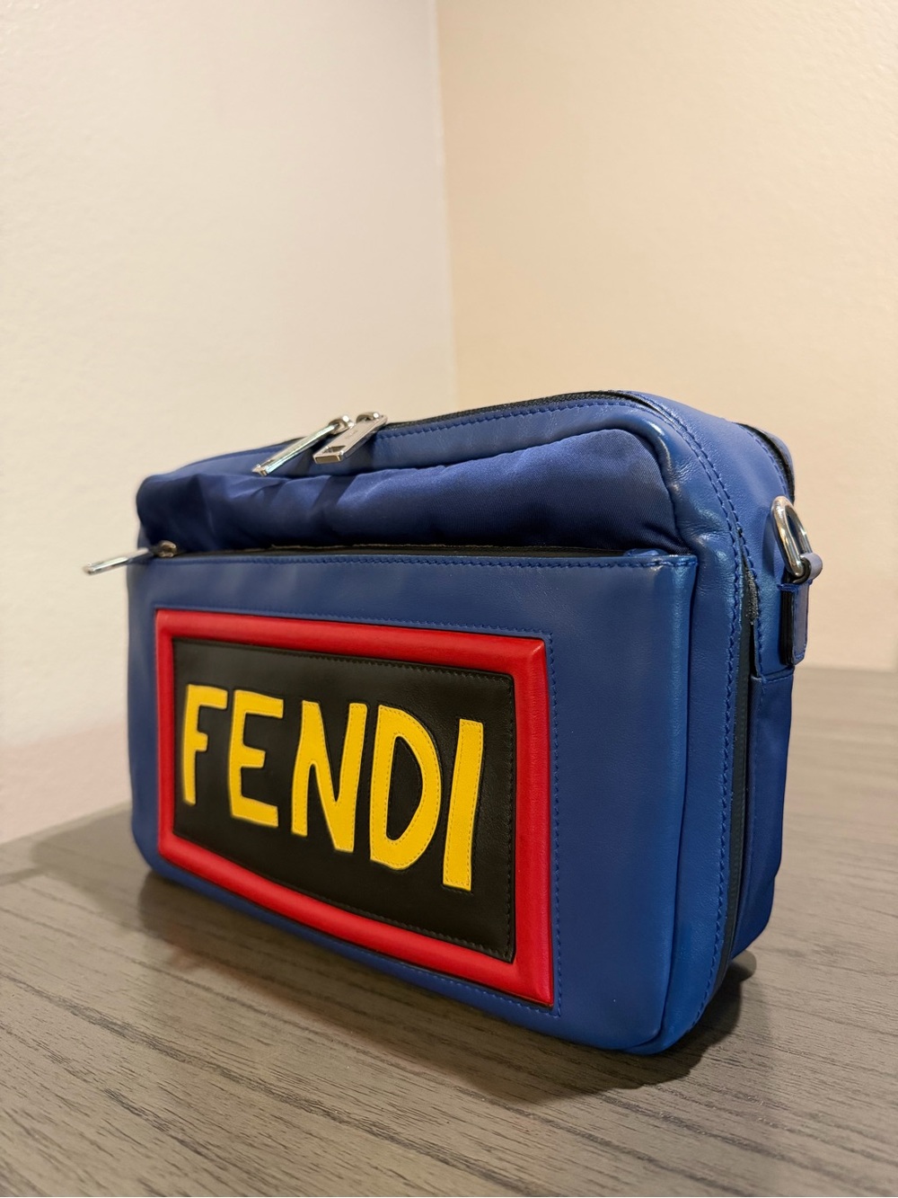 Fendi Blue Leather / Nylon Crossbody Bag - Picture 3 of 4